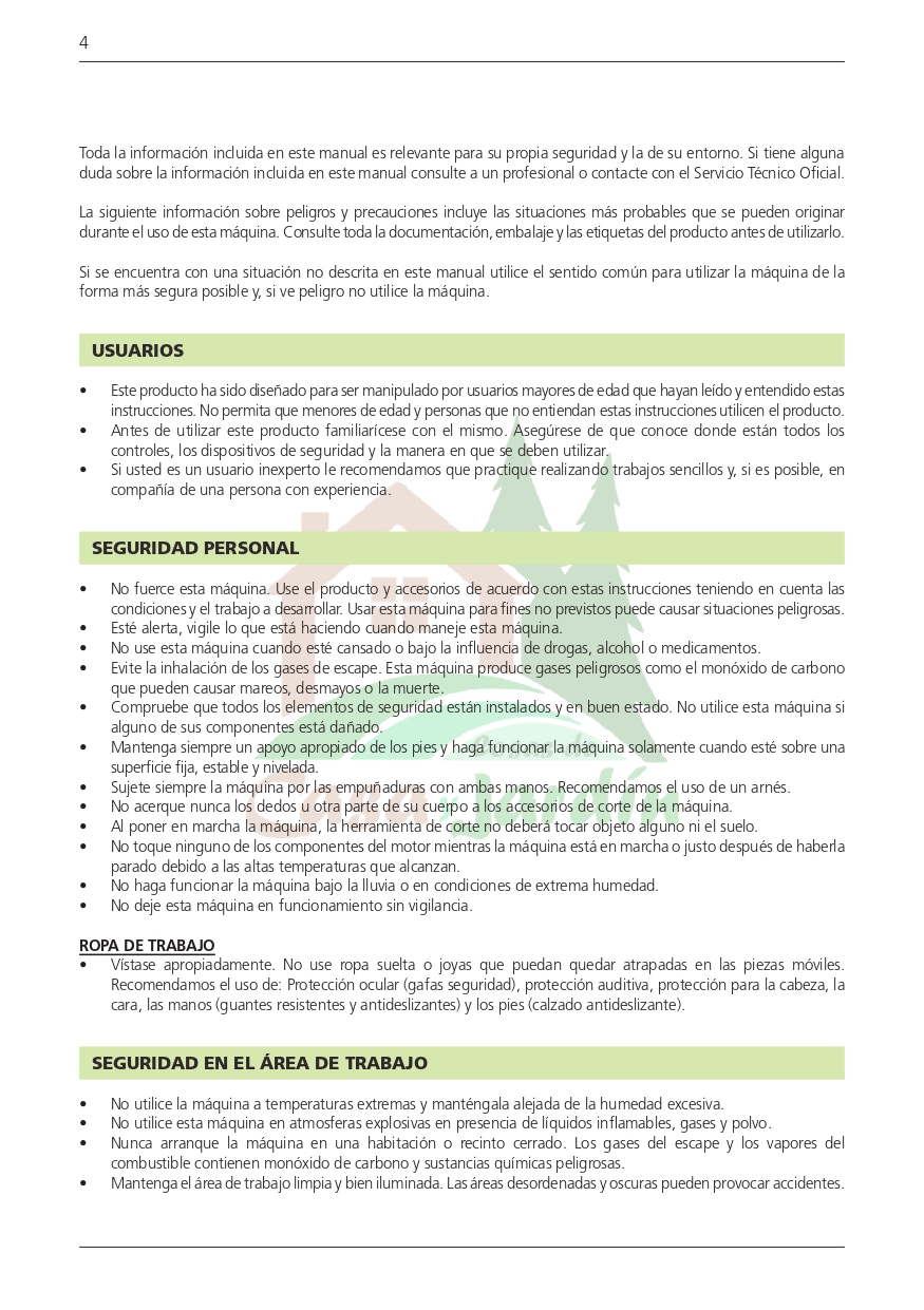 Manual de instrucciones Desbrozadora Mixury x-52